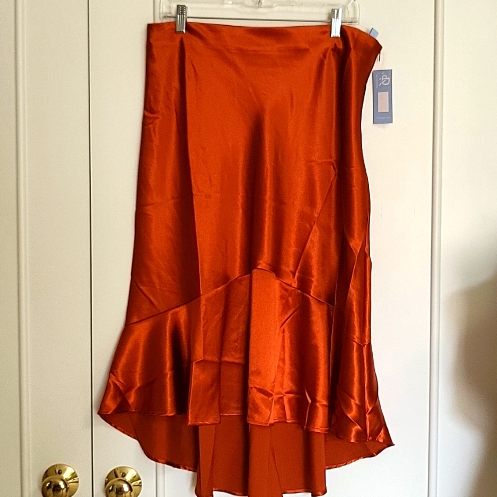 Satin like poly skirt.